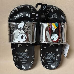 Nightmare Before Christmas Women's Metallic Slide Sandals Size 9